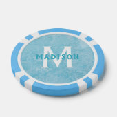 Eigen monogram en naam Faux Turquoise Marble Poker Chips (Enkel)