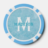 Eigen monogram en naam Faux Turquoise Marble Poker Chips (Achterkant)