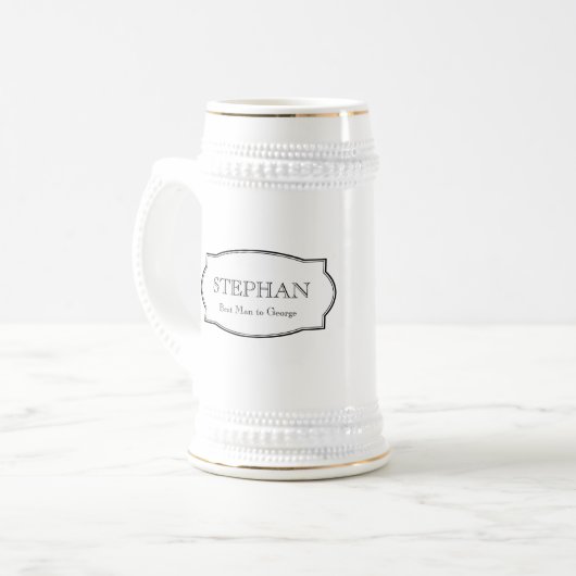 Eigen monogram groomsmen elegant bier stein bierpul (Voorkant links)