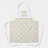 Eigen monogram, koningin, crème en goud schort (Voorkant)