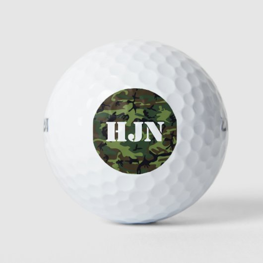 Eigen monogram logo met landgroene camo golfballen (Voorkant)