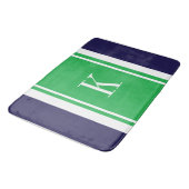 Eigen monogram Navy Kelly Green Stripes Pattern Badmat (Gekanteld)