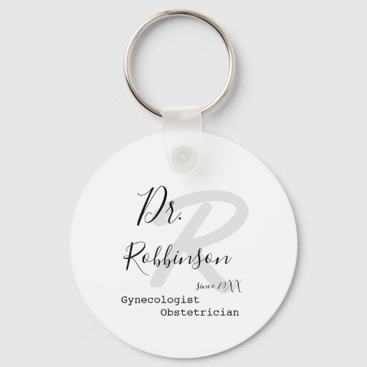 Eigen monogram Obgyn Obstetricist Gynaecoloog Sleutelhanger (Voorkant)