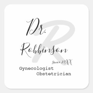 Eigen monogram Obgyn Obstetricist Gynaecoloog Vierkante Sticker