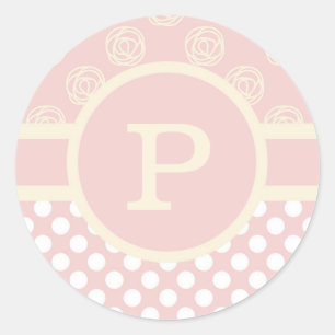 Eigen monogram pooldot en Rozen Ronde Sticker