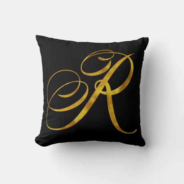 Eigen monogram R Faux Gold Foil Monogrammen Initia Kussen (Voorkant)