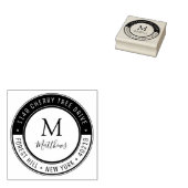 Eigen monogram stijlvol, achternaam en retouradres 	rubberstempel (Gestempeld)