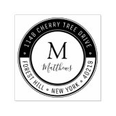 Eigen monogram stijlvol, achternaam en retouradres zelfinktende stempel (Design)