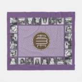 Eigen monogram voor bruin en Paars Chevron Pattern Fleece Deken (Voorkant (Horizontaal))