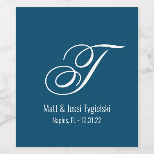 Eigen monogram waslabel wijn etiket (Enkel label)