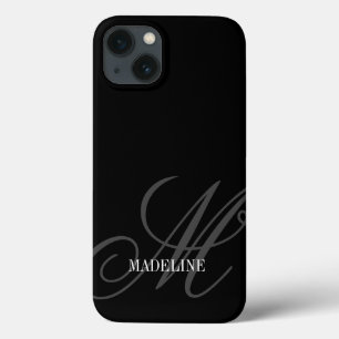 Eigen monogram watermerk elegant zwart iPhone 13 hoesje