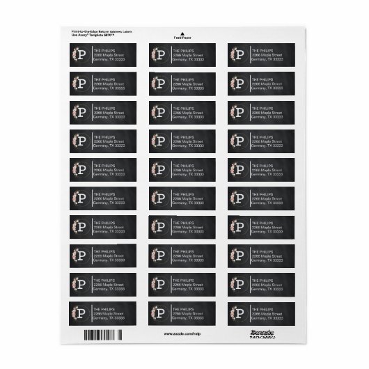 Eigen monogram zwart Chalkboard Etiket (Full Sheet)