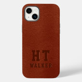 Eigen monogrammen met ingegraveerd bruin Vegaans l Case-Mate iPhone Case (Achterkant)