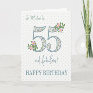Eigen naam 55th Birthday Floral and Polkas Card Kaart