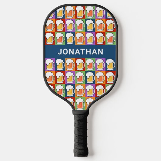 Eigen naam BEER Pop-Art Pickleball Paddle (Voorkant)