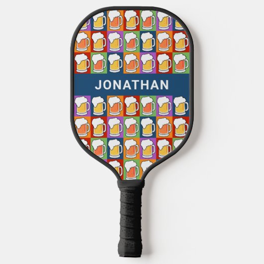 Eigen naam BEER Pop-Art Pickleball Paddle (Achterkant)