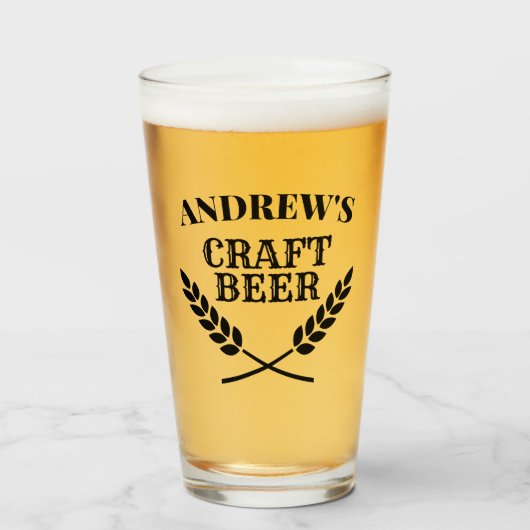 Eigen naam: bier glas met tarwebreed (Voorkant gevuld)