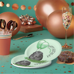 Eigen naam Birthday Guinee Groene Balloons Papieren Bordje