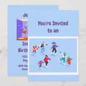 Eigen naam Birthday Ice Skateday Kaart (Voorkant / Achterkant)