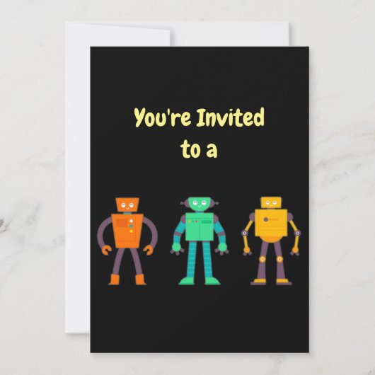 Eigen naam Birthday Robots Birthday Uitnodiging (Voorkant)