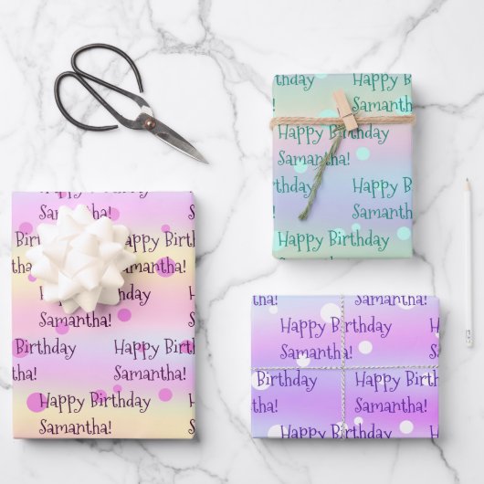 Eigen naam Birthday Wrapping Paper (3 vellen) (Voorkant)