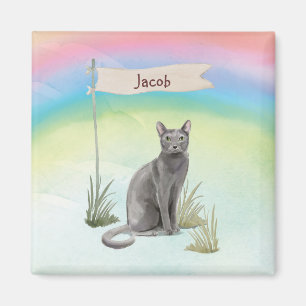 Eigen naam Blauw Russisch Kat Pet Magneet