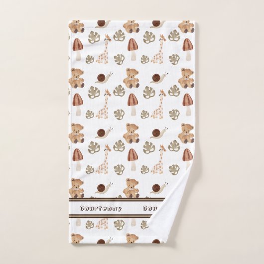 Eigen naam Boho Woodland Oerwoud Animal Pattern Bad Handdoek (Handdoek)