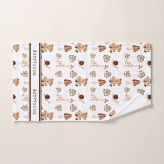 Eigen naam Boho Woodland Oerwoud Animal Pattern Bad Handdoek (Handdoek)