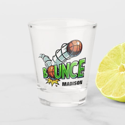 Eigen naam BOUNCE Basketball shot glas (Voorkant)