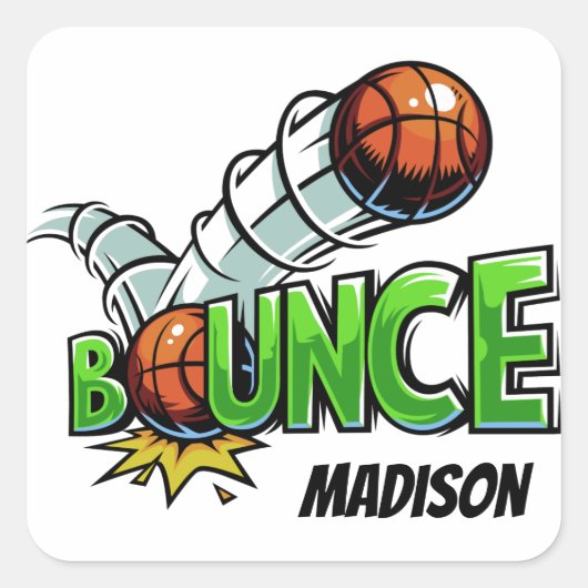 Eigen naam BOUNCE Basketball stickers (Voorkant)