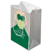 Eigen naam: bruidsbruidbruin-groene tas medium cadeauzakje (Voorkant Gekanteld)