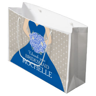 Eigen naam bruidsmeisje met blauwe tas large cadeautasje