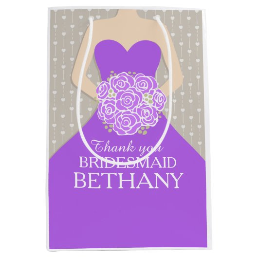 Eigen naam bruiloft bruidsjurk paarse tas medium cadeauzakje