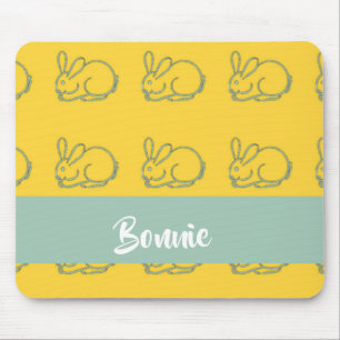 Eigen naam bunnies op geel muismat