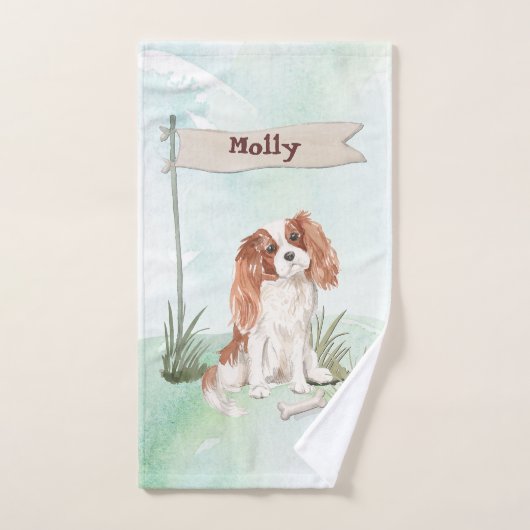 Eigen naam Cavalier King Charles Spaniel Pet Dog Bad Handdoek (Handdoek)