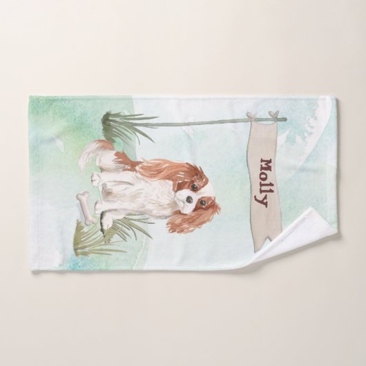 Eigen naam Cavalier King Charles Spaniel Pet Dog Bad Handdoek (Handdoek)