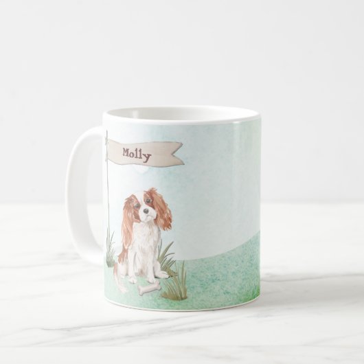 Eigen naam Cavalier King Charles Spaniel Pet Dog Koffiemok (Voorkant links)