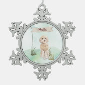 Eigen naam Champagne Cockapoo Pet Dog Tin Sneeuwvlok Ornament (Voorkant)