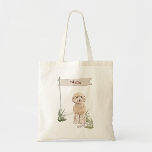 Eigen naam Champagne Cockapoo Pet Dog Tote Bag (Voorkant)