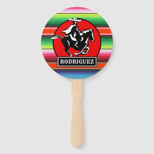 Eigen naam Charro Horse Spaanse Mexicaanse Serape Handwaaier (Voorkant)
