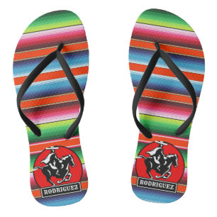 Eigen naam Charro Horse Spaanse Mexicaanse Serape Teenslippers
