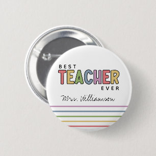 Eigen naam — Colorful Teacher Apprecits — cadeautj Ronde Button 5,7 Cm