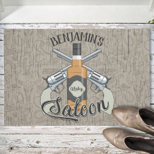 Eigen naam Cowboy Revolver Pistool Whiskey Saloon Deurmat