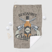 Eigen naam Cowboy Revolver Pistool Whiskey Saloon Golfhanddoek (Insitu)