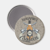 Eigen naam Cowboy Revolver Pistool Whiskey Saloon Magneet (Voorkant / Achterkant)