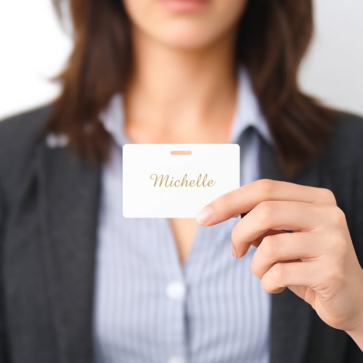 Eigen Naam Creatieve Trendy Gouden Kleur Script Badge (Gepresenteerd)