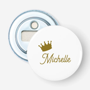 Eigen Naam Creatieve Trendy Gouden Kleur Script Button Flesopener