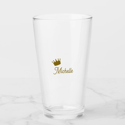 Eigen Naam Creatieve Trendy Gouden Kleur Script Glas (Voorkant)
