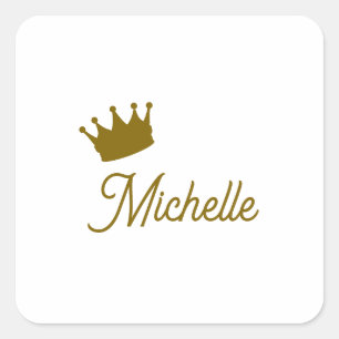 Eigen Naam Creatieve Trendy Gouden Kleur Script Vierkante Sticker