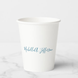 Eigen Naam Creatieve Trendy Witte Oceaanblauw Papieren Bekers